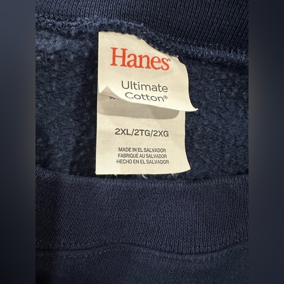 Hanes Vintage 2XL Unisex Classic Cotton Navy Blue pullover sweatshirt - Picture 3 of 4